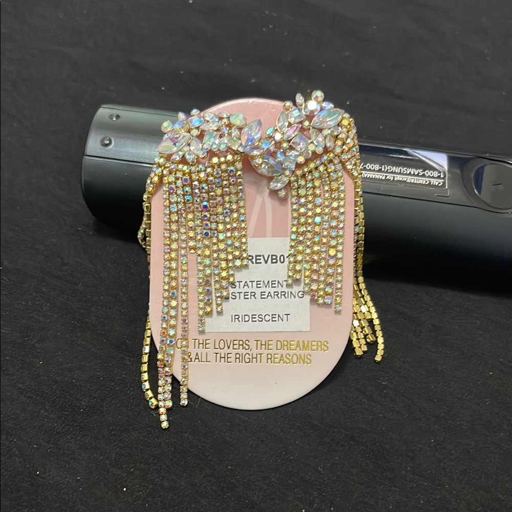 Iridescent Statement Cluster Earrings - Picture 1 of 2